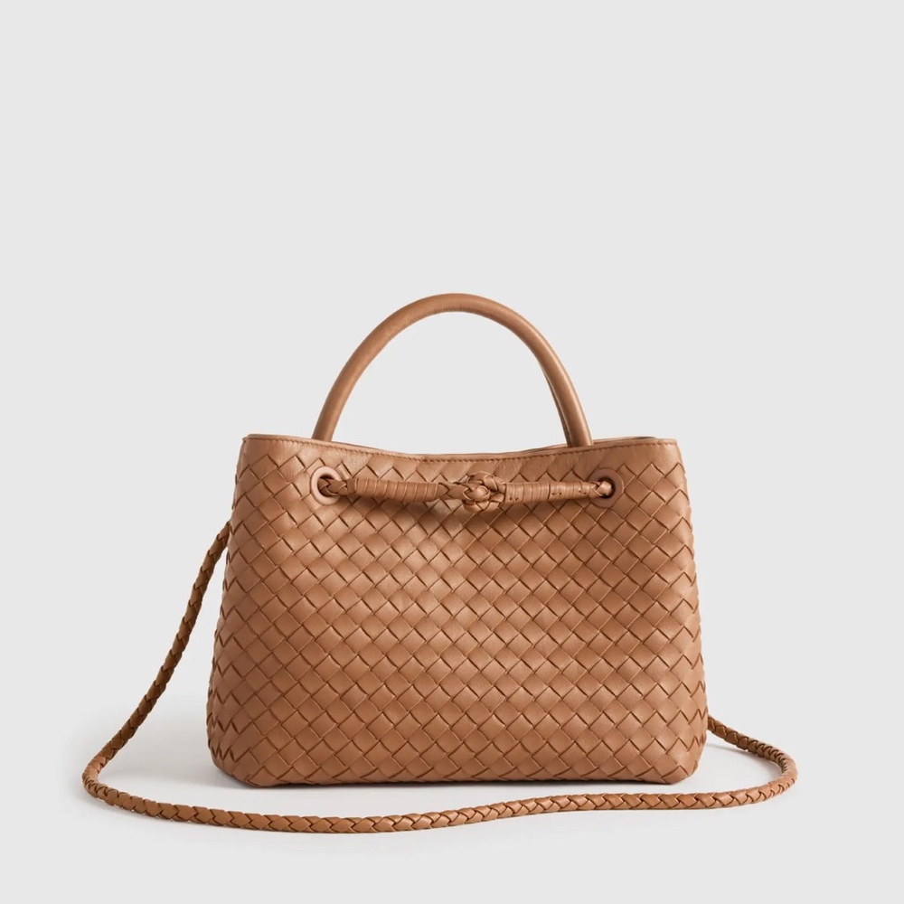 Quince Italian Leather Tan Woven Tote Bag - Picture 8 of 9